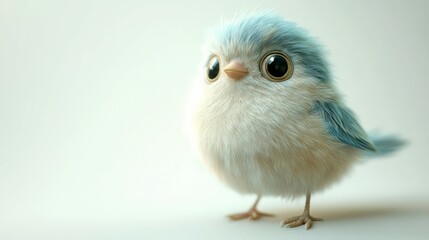 Obraz premium A cute little blue bird with big eyes.