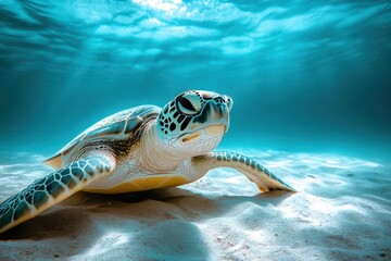 Obraz premium Majestic sea turtle swimming in the ocean
