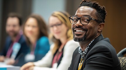 Obraz premium Professional Smiles at Conference Table