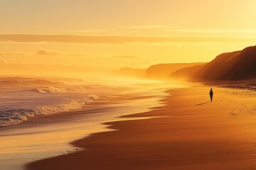 Serene sunset over coastal landscape