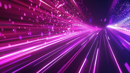 Obraz premium Abstract Background with Purple and White Light Streaks and Glowing Particles