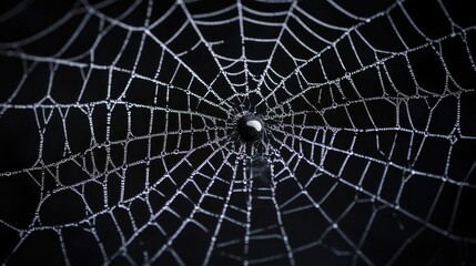 Obraz premium Creepy spider web on dark background