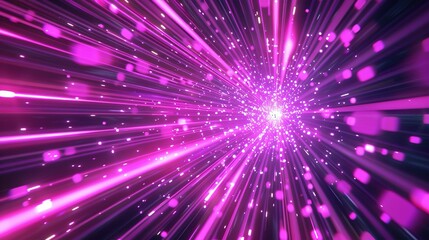 Fototapeta premium Abstract Purple Light Rays with Scattered Glowing Particles