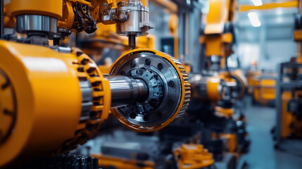 Obraz premium Construction Equipment Manufacturing Plant. Industrial Factory Concept