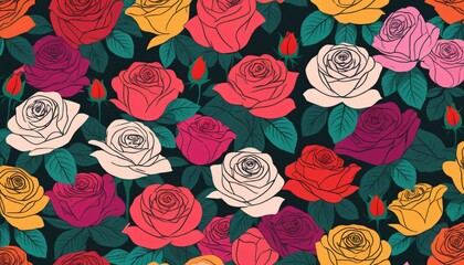 roses Flower pattern illustration background 