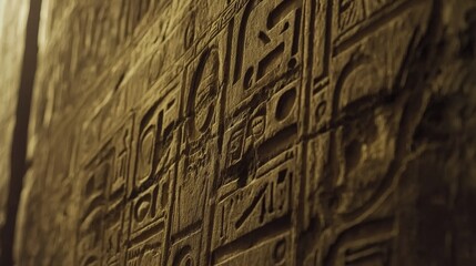 Quote over a background of hieroglyphs on a stone wall, evoking the mystery and beauty of ancient Egyptian writing.
