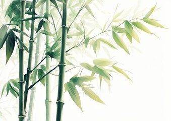 Lush green bamboo forest with sunlight filtering through the leaves