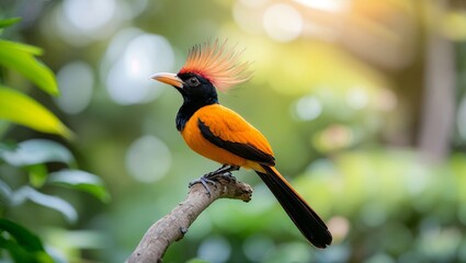 Naklejka premium A Stunning Display of Nature: Capturing the Greek Mythology-Related Beauty of a Colorful Bird Perched Gracefully Among Lush Greenery, Radiating Joy and Vibrancy.