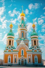 Ornate orthodox cathedral with golden domes