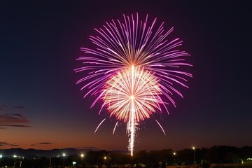 Vibrant Energy and Illumination Burst in the Darkened Evening Sky