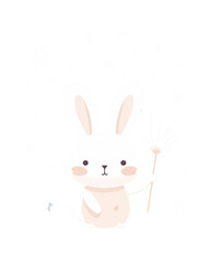 Obraz premium A cute cartoon rabbit holding a stick