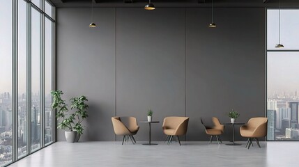 Modern Office Space with City View and Cozy Furniture