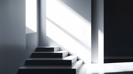 Obraz premium Contemporary abstract interior fragment in hi-tech. the interplay of shadow and light. Chiaroscuro. Illustration