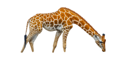 Giraffe Bending Down to Drink Water