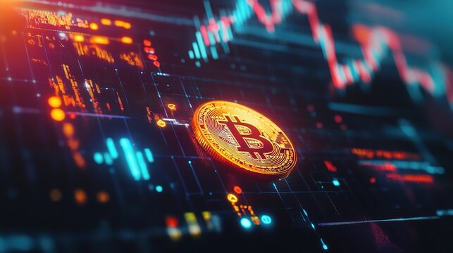 Digital Bitcoin Cryptocurrency on Trading Graph