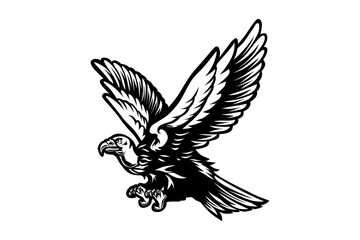 condor bird black white vector logo
