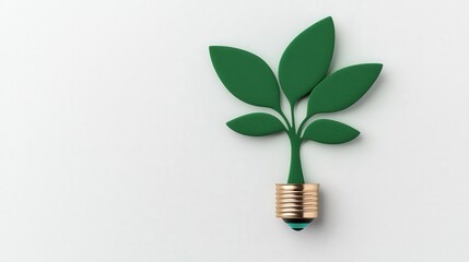 Green Plant Growing from Lightbulb   Renewable Energy Concept