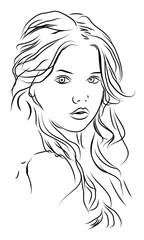 Sketch of a beautyfull girl, hand drwan of a women.