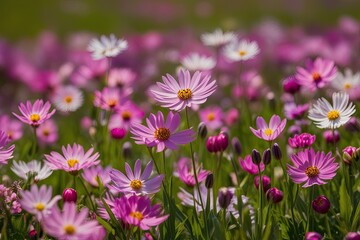 Obraz premium Vibrant Spring Flower Meadow Captured in Stunning Macro Photography
