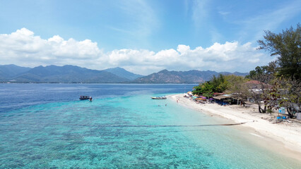 Gili Air Island, Beautiful Tropical Coastline in Indonesian Islands.