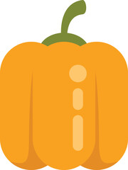 Yellow bell pepper vegetable icon showing the stalk in a flat design illustration style