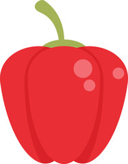 Simple flat illustration of a red bell pepper standing up, isolated on white background
