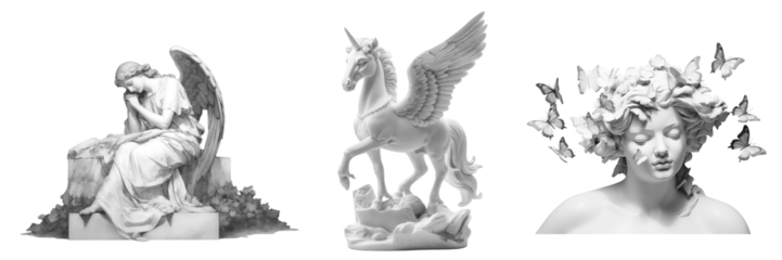Aesthetic statue png cut out element set