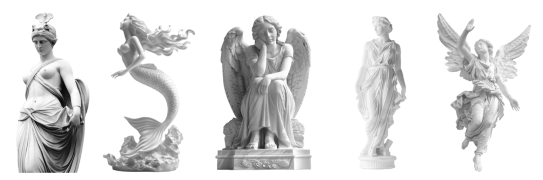 Aesthetic statue png cut out element set