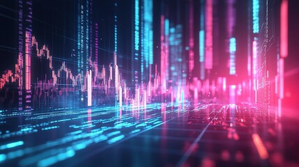 Digital Data Visualization with Colorful Abstract Lines