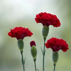 Obraz premium Close-up photo of red carnation flowers