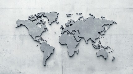 World map divided by concrete wall, symbol of trade isolation, 3D illustration