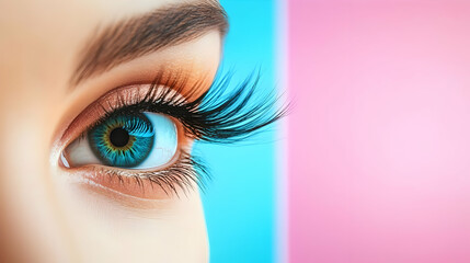 Close Up of Woman's Eye with Long Eyelashes
