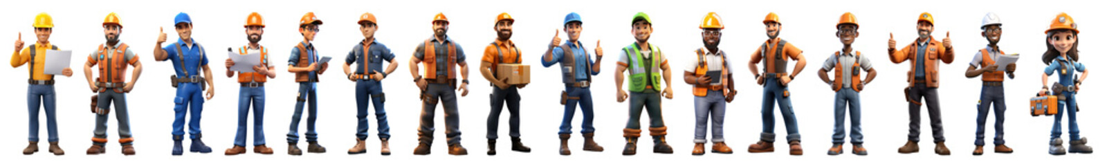 3D jobs character  png cut out element set