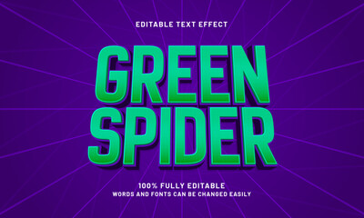 green spider editable text effects with a hero and spider theme