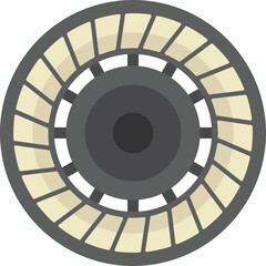 Illustration of a circular turbine engine generating power, isolated on white background © anatolir