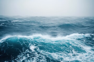 Fototapeta premium Vast ocean waves crashing in the distance