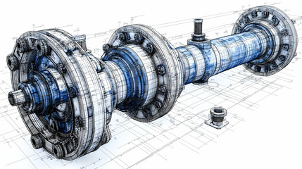 Detailed 3D Wireframe Engineering Design of a Complex Mechanical Component