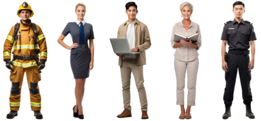 Profession people full body png cut out element set