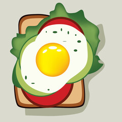 Slice of bread with fried egg