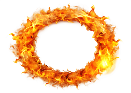Fire ring isolated on white background. PNG