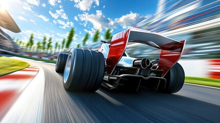 Fast Race Car on Track in Dynamic Motion