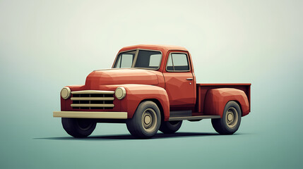 Vintage pick-up truck rendered in with low poly art style, truck, vintage, pick-up,rendering, low poly, art. Low Poly Art. Illustration