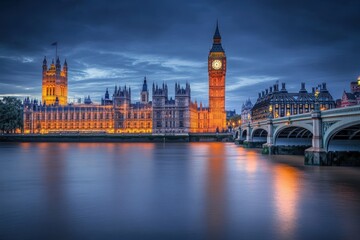 Obraz premium Stunning view of the houses of parliament and big ben at night