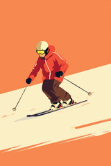 Fototapeta premium Stylized skier in action