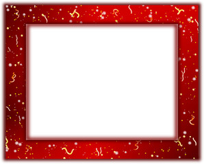 Christmas red frame, new year confetti border