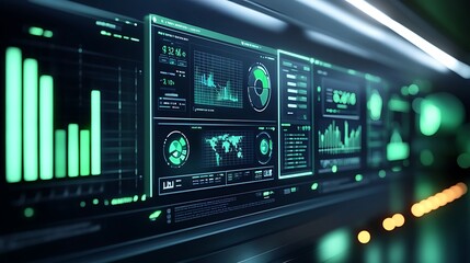 Obraz premium Green Tech Dashboard Displaying Sustainability Metrics and Initiatives