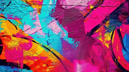 Fototapeta premium Graffiti Wall Background Design: Bright Pop Art Textured Wallpaper with Vivid Neon Colors