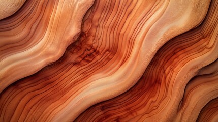 Obraz premium Exploring the elegance of cherry wood with smooth grain patterns and rich hues, showcasing nature's artistry in a vibrant, warm texture