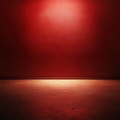 Red Wall with Spotlight and Floor Background - Minimalist Design Concept.