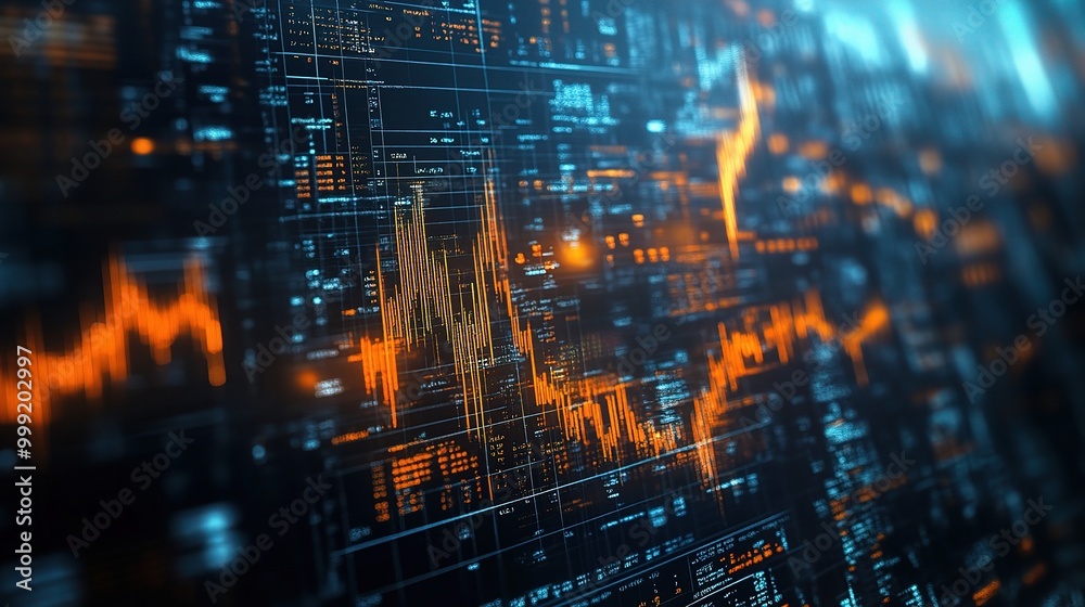 Poster abstract data visualization with pulsating graphs